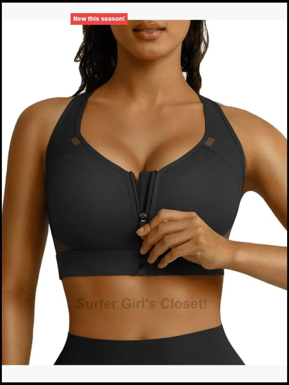 Front Zip High Impact Sports Bra with Sewn-in Pads